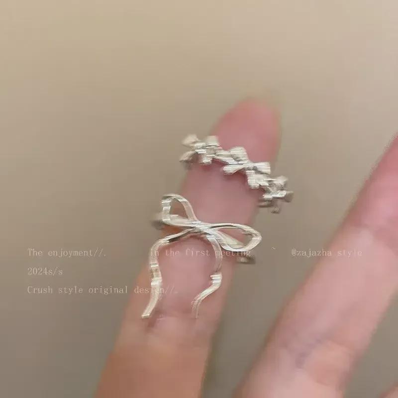 Bague ajustable en argent avec nœud pour femme – Style minimaliste et estival