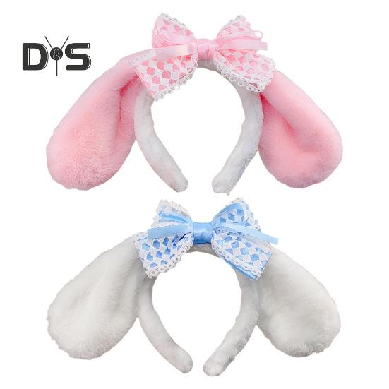2 tk Tüdrukute peapaelad pitsiga Bowknot Plüüsist looma pikad kõrvad Decor Peapaela kostüüm Jõulupidude kohevad juuksed Aksessuaarid