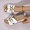 Thick Soled Wedge Heeled Women'S Shoes Fashionable And Casual Fish Mouth Women'S Wedge Sandals Leather Sandals For Women Flat