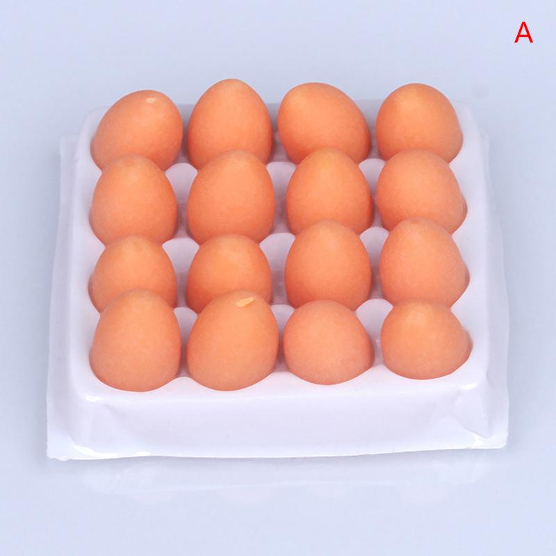 New 1Set Dollhouse Simulation Eggs Miniature Mini Eggs With Tray Dollhouse Kitchen Accessories Model Toys Kitchen Decor