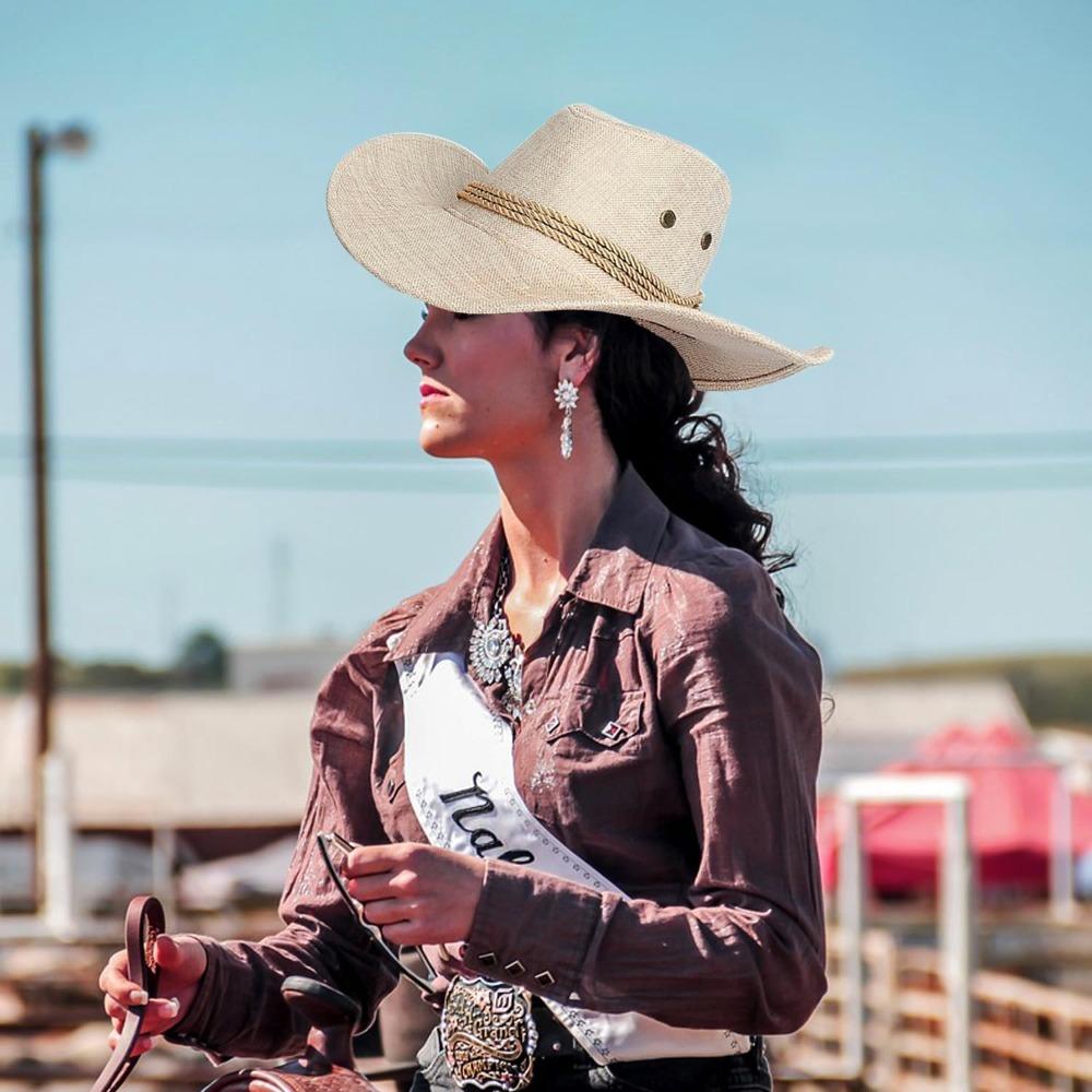 Unisex Cowgirl Hat Cowboy Hat Sun Hat Cowgirl Cap for Women Men Western Cowboy Halloween Cosplay Costume