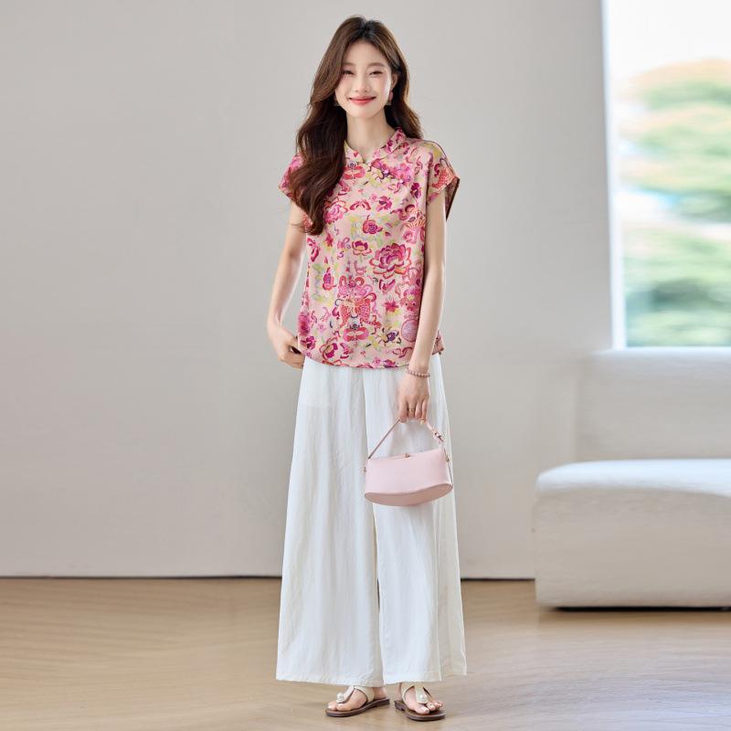 

Suit Women s Summer New Skinny Top Versatile Fashion Casual Pants Two-piece Set M червоний