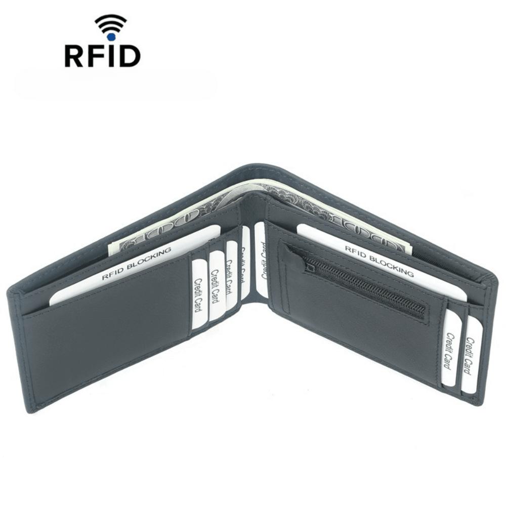 New Men's Wallet RFID Zipper Multi-card Position Short Wallet Change Bag