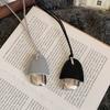 2026 Unique Design Black Light Blue Pu Leather Metallic Pinecone Pendant Necklace for Women Long Adjustable Rope Chain Chokers