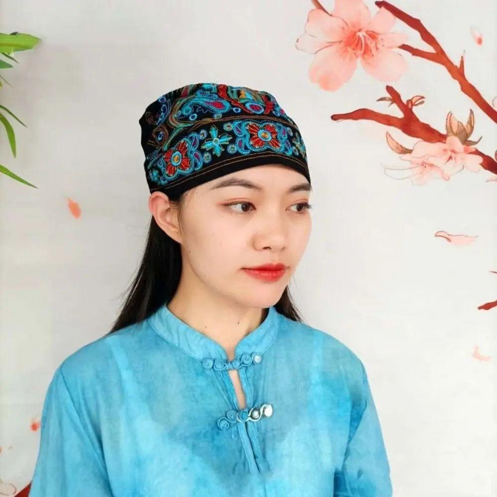 Ethnic Turban Hats Embroidery Headscarf Fashion Hair Cover Cap  for Women