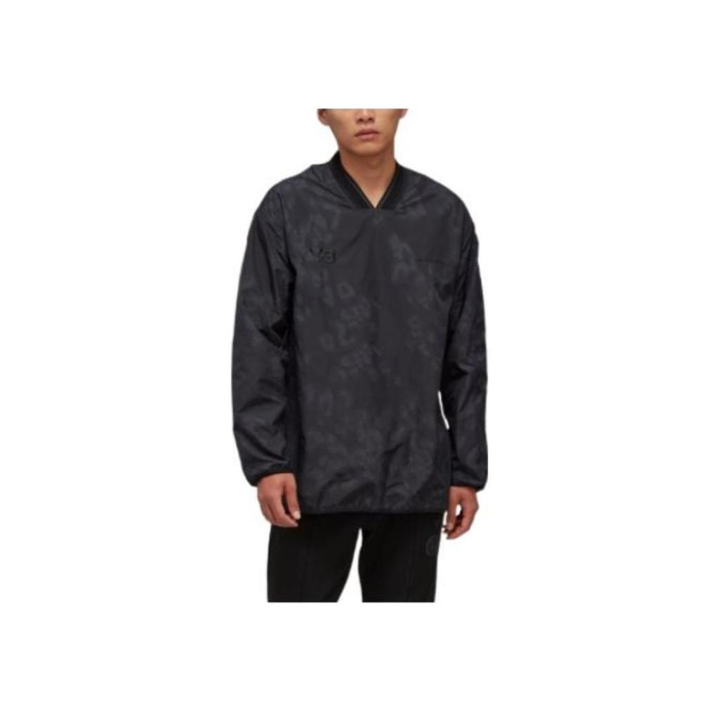 Y-3 FW22 Letter And Number Logo Embroidered V-Neck Pullover Long Sleeve T-Shirt Men Tops Black HN1978