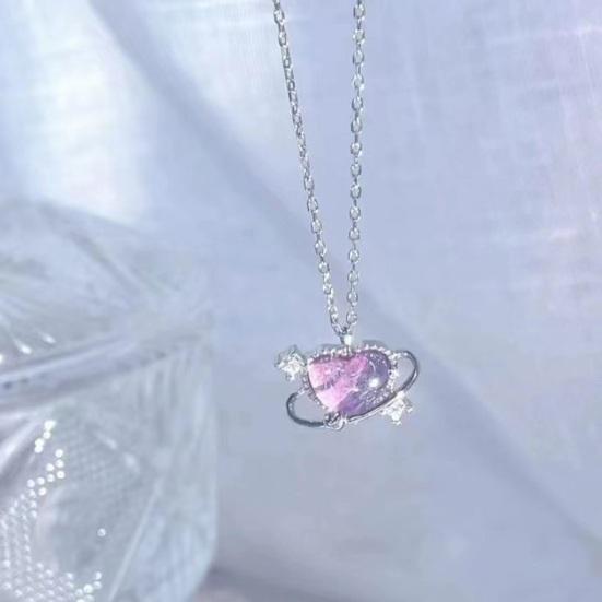 Women Clavicle Chain Necklace Cubic Zirconia Deamy Star Moon Pendant Adjustable with Extended Length Lady Necklace Wedding Party Travel Neck Jewelry