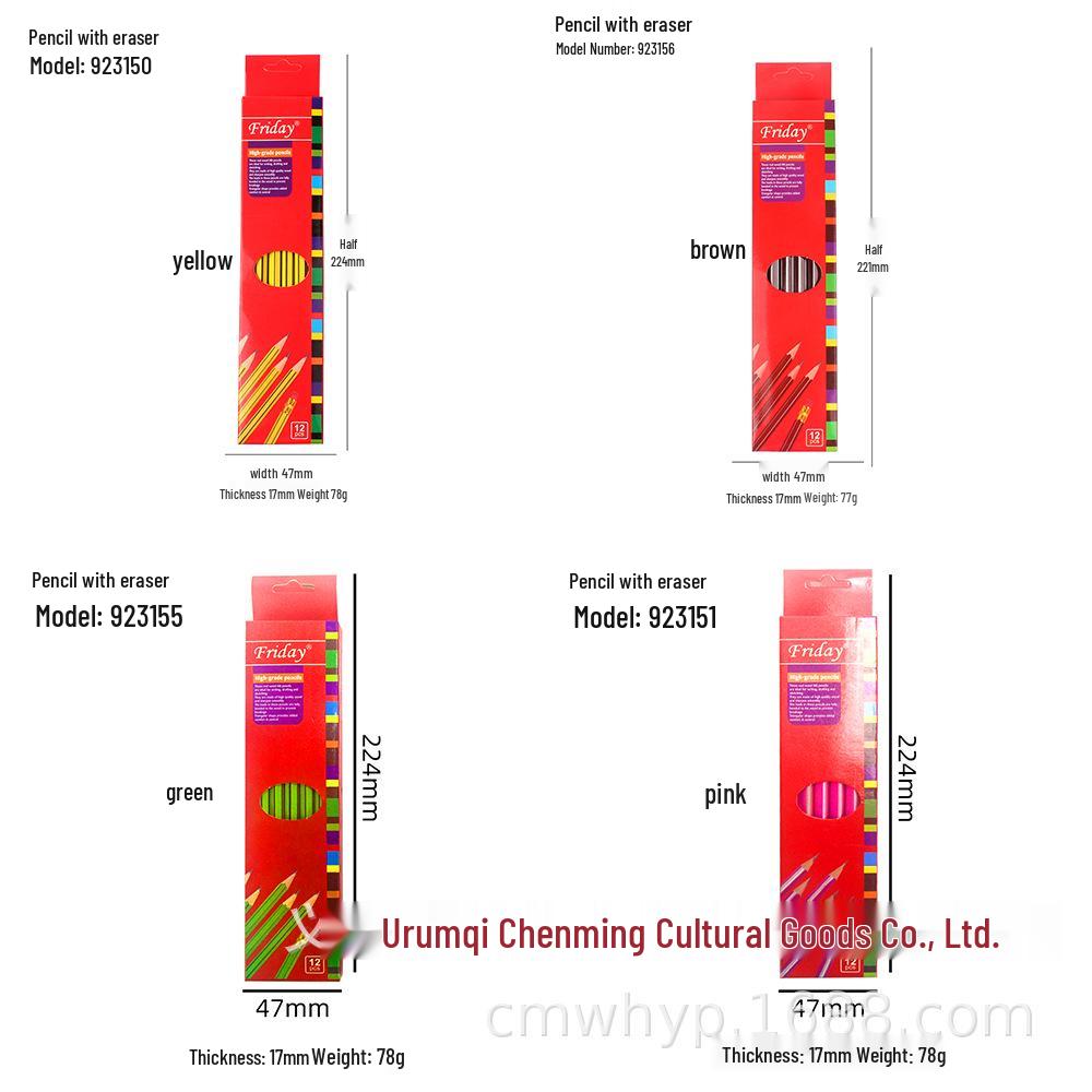 Hexagonal Rod Pencil with Eraser Head HB for Kids Writing & Drawing HB