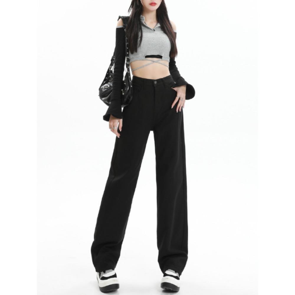 High-waisted Jeans Women's Straight-leg Small 2025 Autumn and Winter New Slim-fitting and Thin Versatile Drape Wide-leg Pants