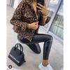 Women's Spring and Autumn Denim Jacket Leopard Print Long Sleeve Short Loose Casual Jacket