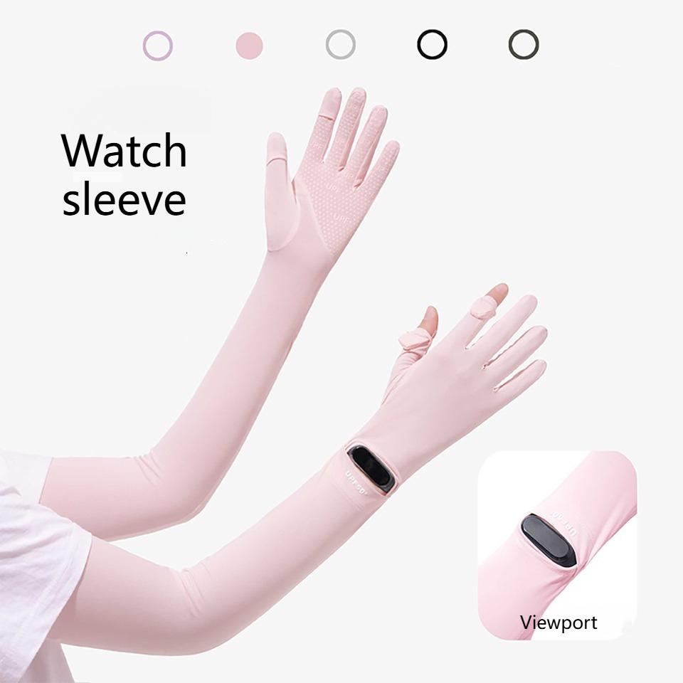 1Pair Ice Silk Sun Protection Sleeves Women Thin Cool UV Protection Arm Sleeves Summer Driving Cycling Men Women Unisex
