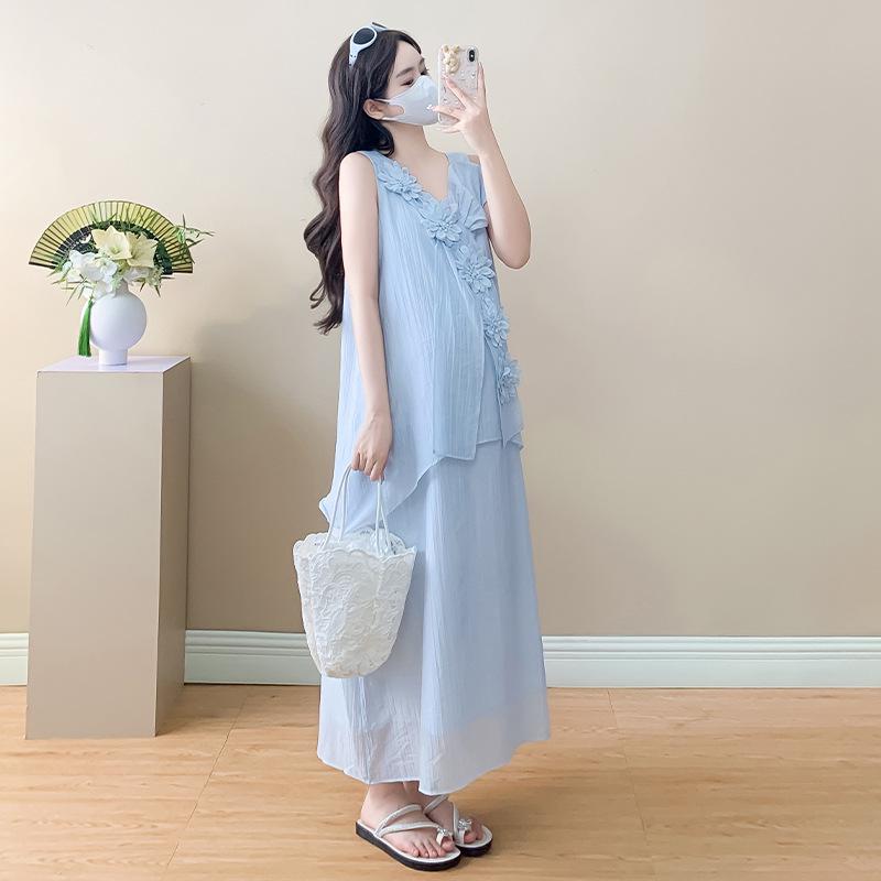 2026 Summer Chic Faux Two-Piece Maternity Dress – Age-Defying & Elegant L