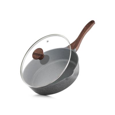 SENSARTE Fritteuse 26cm mit Deckel, Marmorbeschichtet, IH/Gas-kompatibel, Wok, Antihaftbeschichtet, Leicht zu reinigen, Hohe Wärmeübertragung, Ein Jahr
