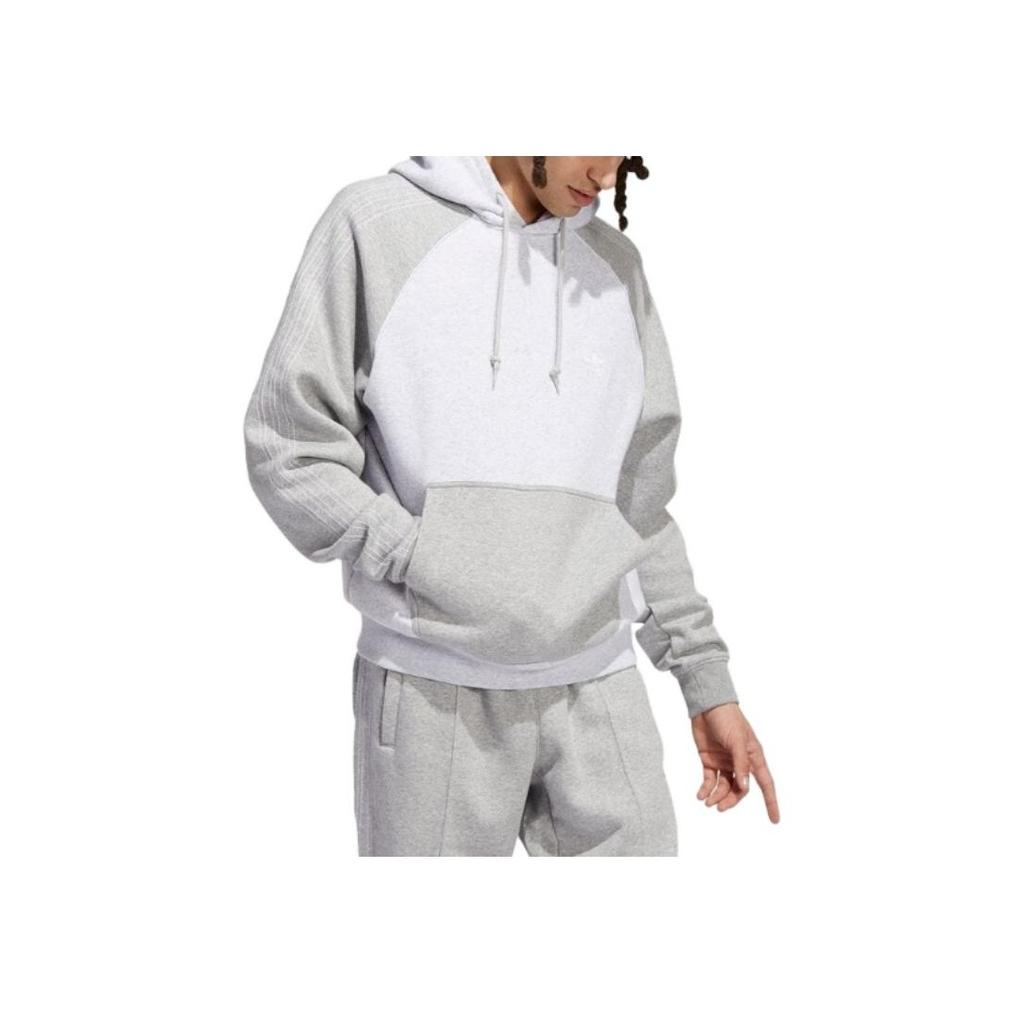 Adidas Originals Color Block Logo Hoodie Men Hoodies Light-Gray Stone-Flower HI3021