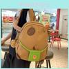 Cute Green Small Bag Cartoon Capybara Design Student Backpack With Pendant For Campus Use
