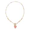 Love Peach Heart Beaded Pendant Necklace Baroque Freshwater Pearl High Color Retention