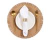 Woven Rattan Round Placemat Fringe Edge Heat Insulation Non-slip for Home Restaurant Coffee Table Mat Decor