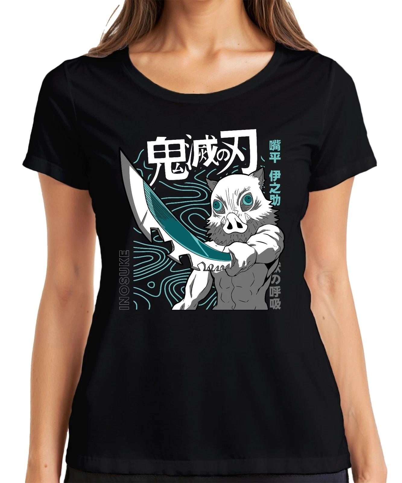 Inosuke Dämonenjäger Anime Ebermaske Schwert Manga Fan Geschenk Damen T-Shirt XXL