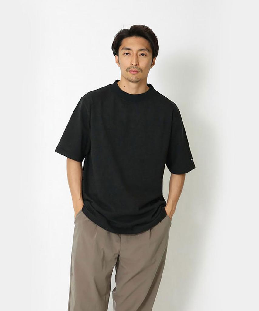 Snow Peak Recycled Cotton Mockneck Size for and Outdoor T-Shirt, XL, BLACK, TS-25SU403 (Suitable Festivals, Camping, Activities)