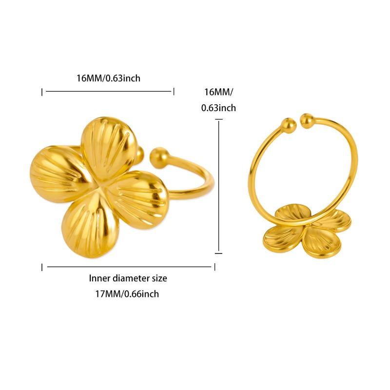 Flower Glossy Ring Women's Opening Adjustable K Gold-plated Simple Flower Vacation Style Niche Jewelry