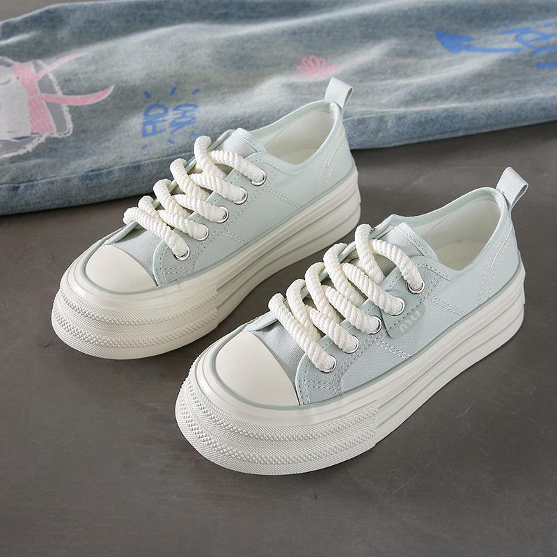 Fashion platform canvas shoes women's 2025 summer new Korean version fashion versatile small height increase casual white shoes