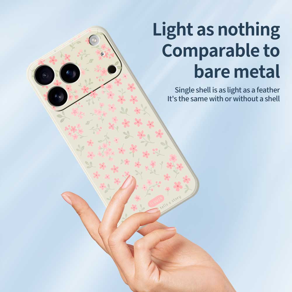 For iPhone 17 Pro Case Pink Small Flowers Pattern Printing Straight Edge TPU Phone Back Cover