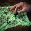 Spooky Party Supplies Halloween Glow-in-the-Dark Spider Web, 20/40/60/100/120/200/300g Luminous Web with Mini Spiders, Celebration Reusable Decor for