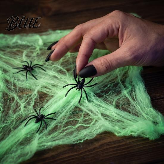 Spooky Party Supplies Halloween Glow-in-the-Dark Spider Web, 20/40/60/100/120/200/300g Luminous Web with Mini Spiders, Celebration Reusable Decor for