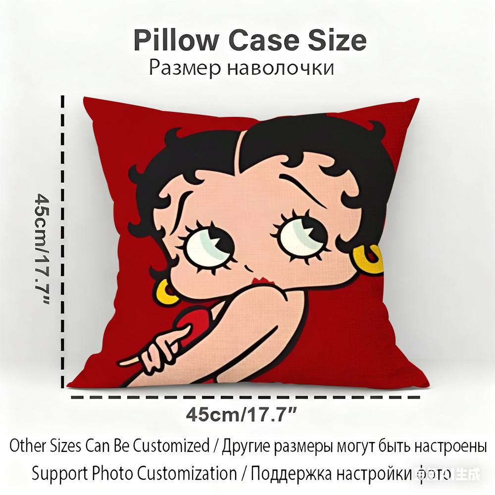 Betty Boop Cushion Cover Household Decoration Linen Sofa Cushion Cover: Skin-Friendly & Breathable with Invisible Zipper
