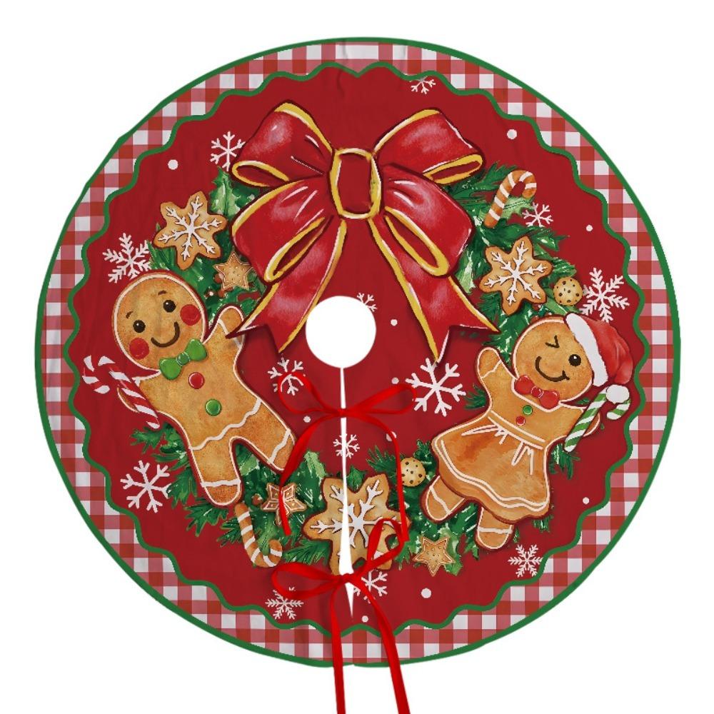 Santa Claus Snowflakes Christmas Tree Skirt 35 inch Flannel Xmas Tree Skirt Collar Soft Christmas Decoration