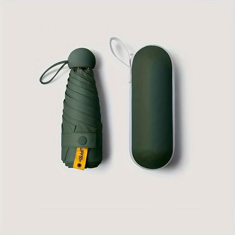 1Pc Solid Color Mini Folding Umbrella, with Simple Storage Box, Casual and Lightweight Portable 6-rib Umbrella, Suitable for Rainy/sunny