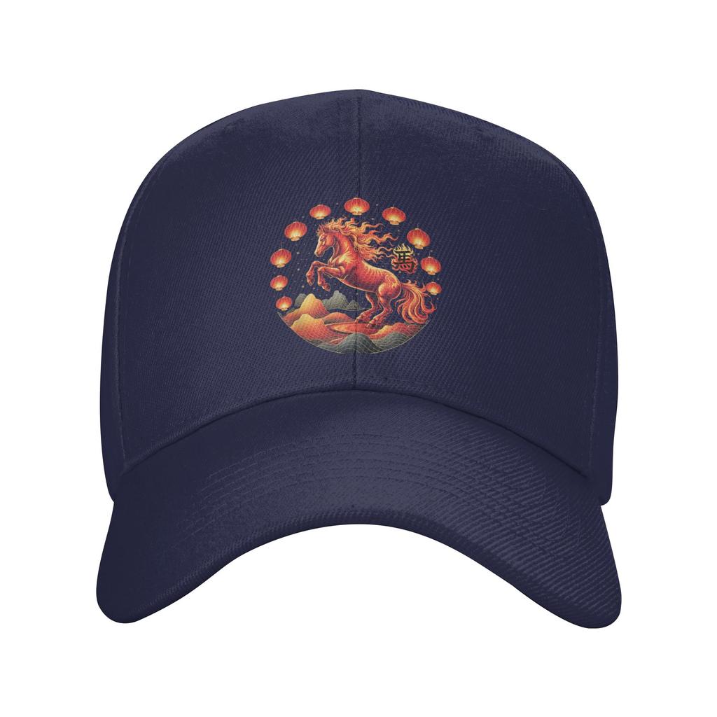 Fire Horse Chinese Zodiac Symbol 2026 Lunar New Year Baseball Cap Vintage Men Trucker Hat Design Outdoor Sport Baseball Caps