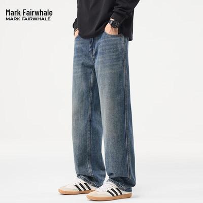 Calças de Jeans Masculinas Mark Fairwhale Lavadas Soltas de Perna Reta
