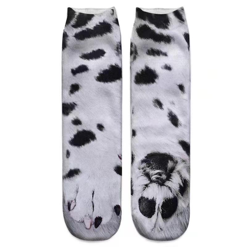 3D Animal Paw Mid-Calf Socks - Cartoon Print, Fun Hoof Design for Adults, Cat & Dog Styles