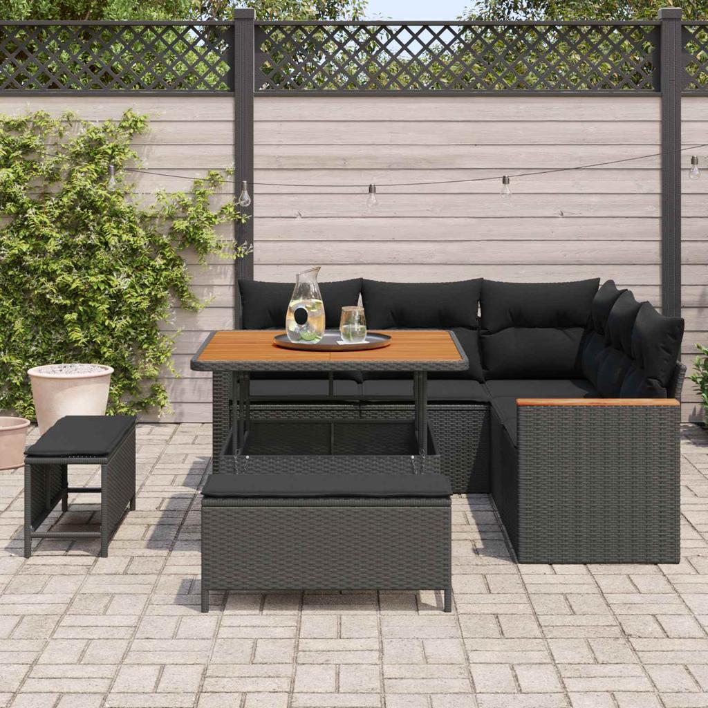 Garden Sofa Set 8 pcs Black Poly Rattan