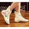 Fashion Embroidery Shoes Handmade Women's Embroidered Canvas Ballet Flats Ladies Comfortable Chinese Ballerinas Vegan