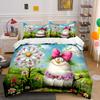 Cute Cartoon Creature With Pink Bow Printed Duvet Cover Set1 Duvet Cover+2 Pillowcasemulti Size Bedroom Bedding Decor