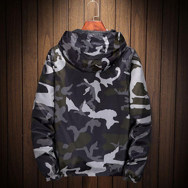 Premium Reversible Men Jacket Coats Male Casual Hooded Camouflage Windbreaker Outwear