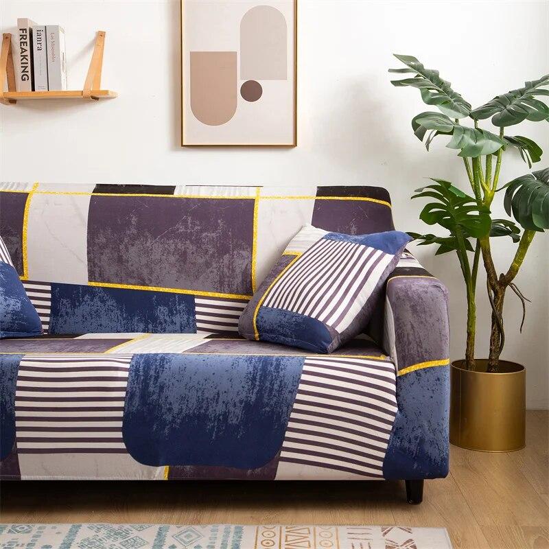 Geometrischer elastischer Sofabezug für Wohnzimmer, Couchbezug, hochelastischer Sofabezug, Möbelschutz, alle Bezüge, Heimdekoration