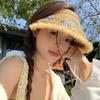 Daisy Raffia Woven Empty Top Hat Children Summer Outdoor Seaside Vacation Sunshade Sun Protection Straw Hat