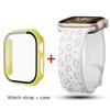 Glass+Case+Strap for Apple Watch Band 45mm 44mm 41mm 40mm Engraved Leopard belt for Apple IWatch Series 10 8 7 6 SE 5 46mm 42mm