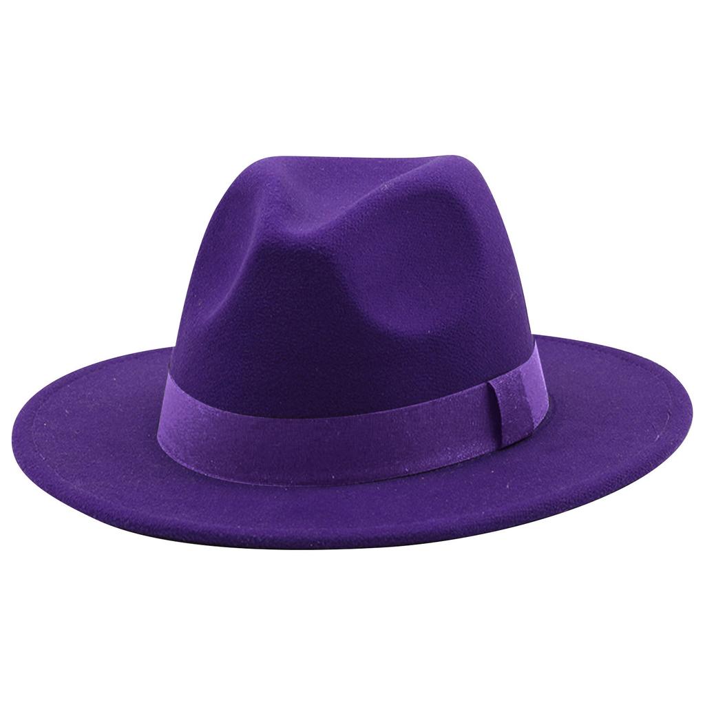 Cappello da jazz, cappello a cilindro, accessori con 3 rivetti, cappello a cilindro tinta unita, cappello largo in lana da uomo e da donna, retrò grande