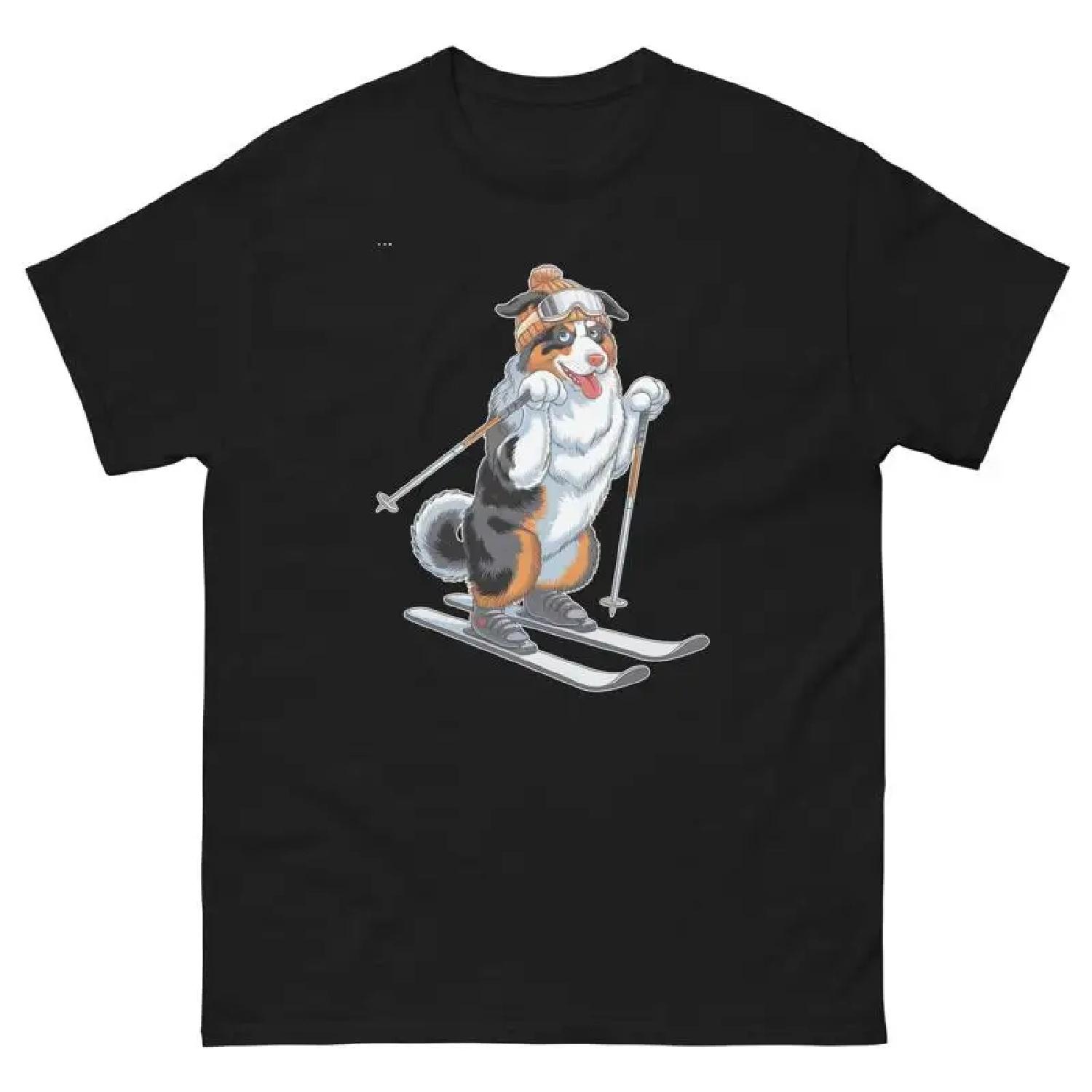 Australian Shepherd Dog Skiing Fun Ski Skier T Shirt XXXXXL разноцветный