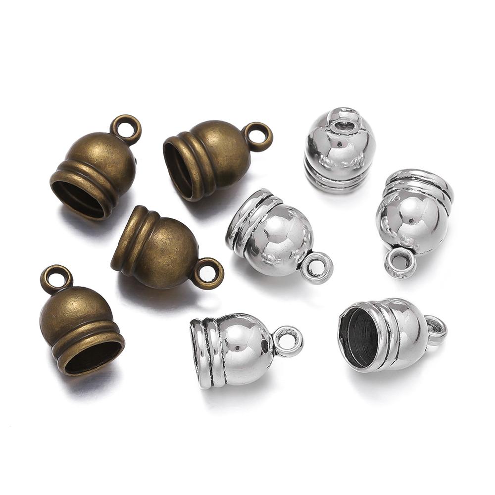 

10Pcs/lot Necklace End Crimp Bead Leather End Caps Cord Cover Necklace Bracelet End Tip Cap DIY Jewelry Making Finding