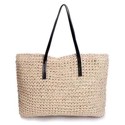 Borsa da donna in tessuto fatto a mano Borsa estiva in paglia da spiaggia di grande capacità
