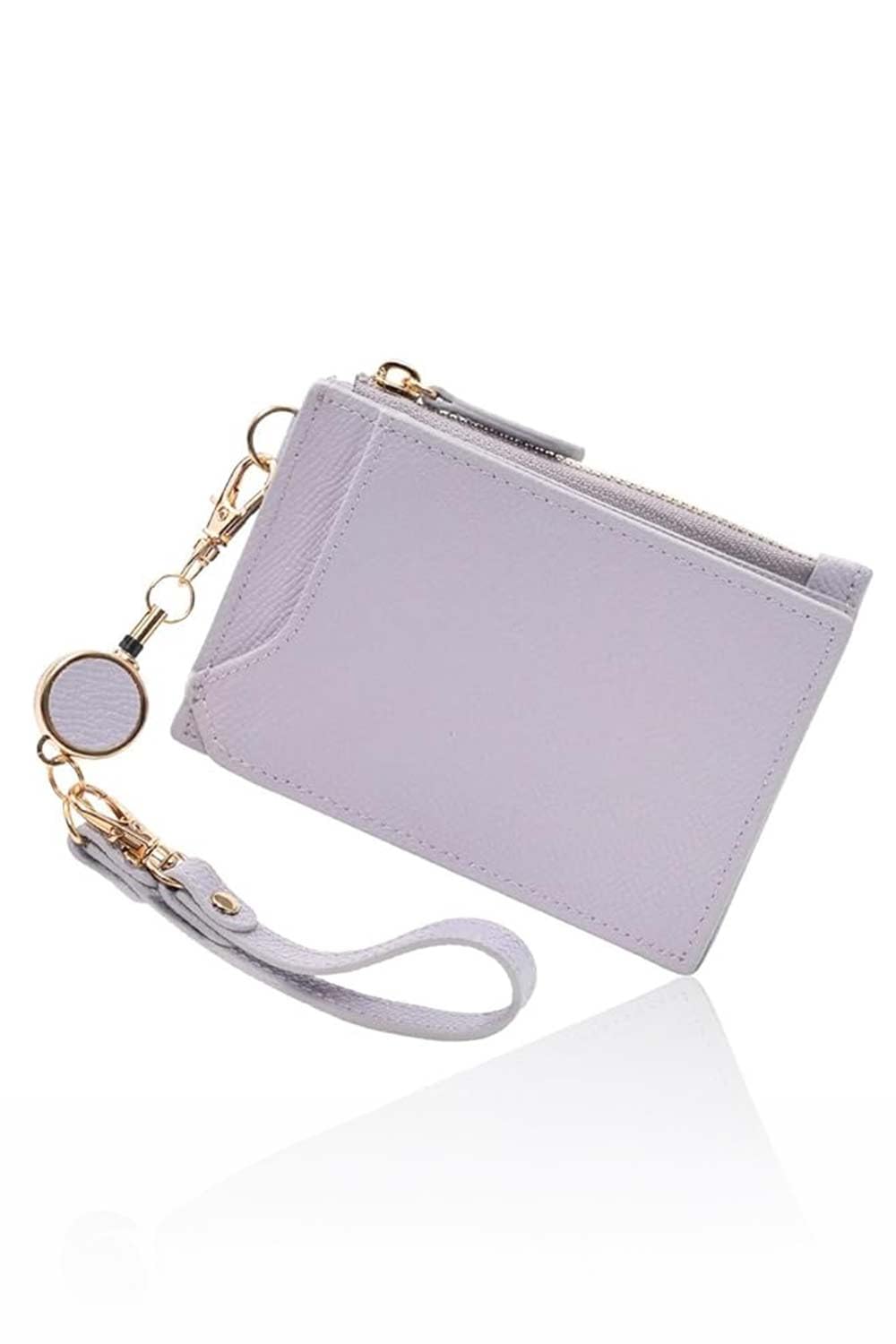 

Cute Pass Case with Card Slim Coin Navy Strap [GRAV] Women s Reel, Case, Case, (Keychain Included) (Purple)