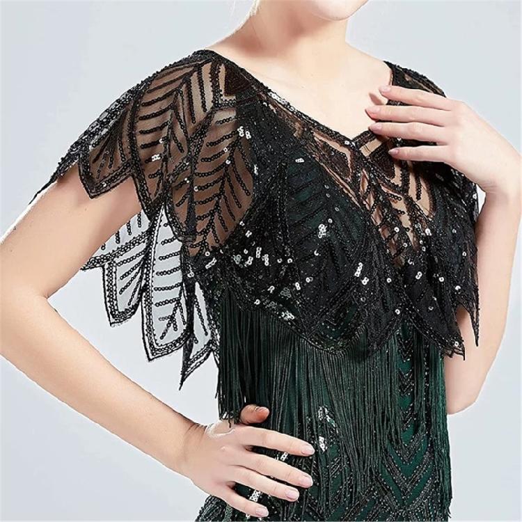 Sequins Flapper Shawl Costume Beadwork Accessories for 20s Theme Party