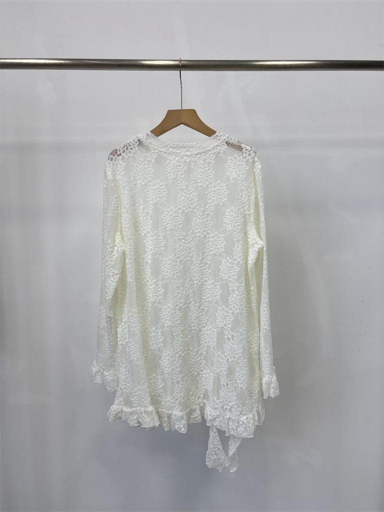 2025 Winter Exquisite Jacquard Lace Long Sleeve Irregular Hem Women's Shirt
