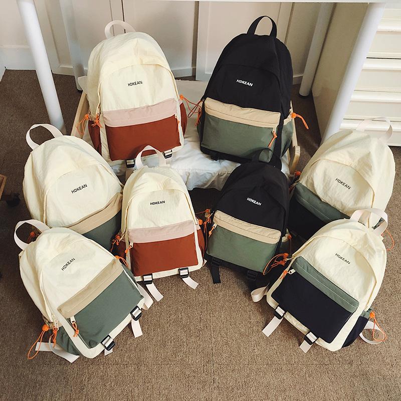 Lightweight Commuter Backpack College Style Large Capacity Schoolbag Women's Contrast Color Backpack