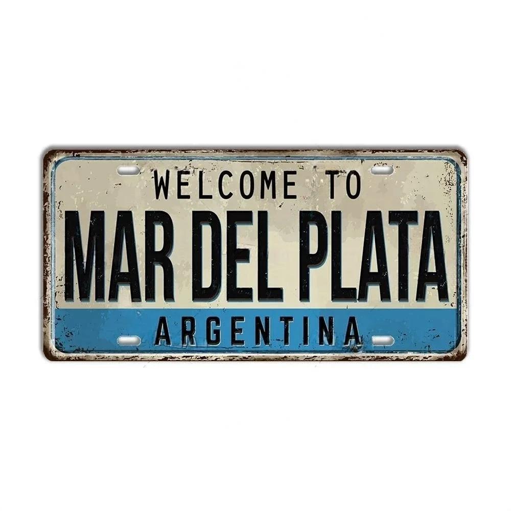 Nummernschild Chile Argentinien Ecuador Kolumbien Wahrzeichen Metallschild Stadtstaat Dekoratives Autoschild Garage Club Bar Wanddekoration